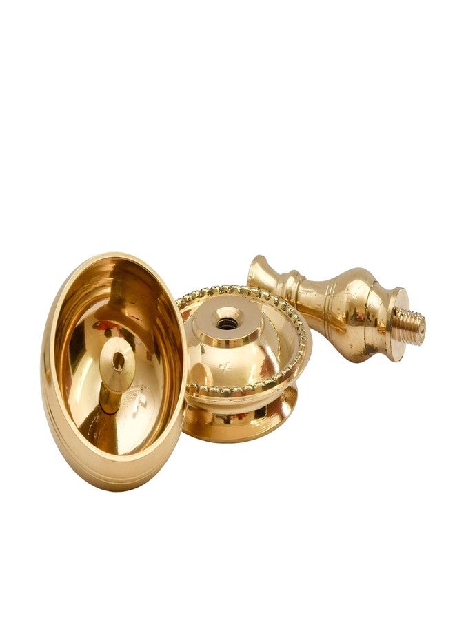 Bhimonee Decor بهيموني ديكور | وعاء أودوبي ناندا نحاسي نقي، مصباح طاولة طويل | 4.25 بوصة | نحاس | عبوة من قطعتين | إضاءة تقليدية لديكور المنزل - Image 3